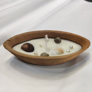 DishTrend Handmade Shell Decorative Candle (Clay Bowl)