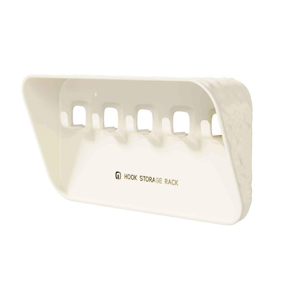 Key Rack with Shelf and 5 Hooks, Plastic Key Holder