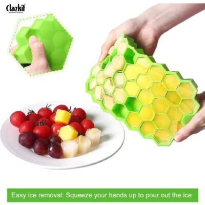 Flexible Silicone Honeycomb 37 Cavity Ice Cube Tray for Freezer Moulds Small Cubes