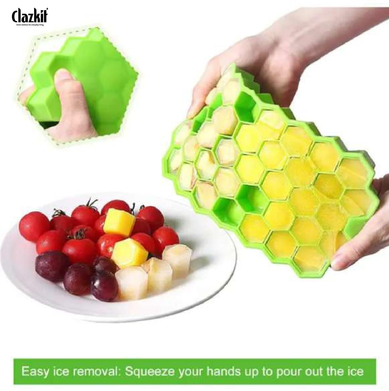 Flexible Silicone Honeycomb 37 Cavity Ice Cube Tray for Freezer Moulds Small Cubes