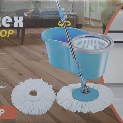 Easy Bucket Mop with 2 Microfiber Wet Dry Mophead Floor Cleaning pocha Extendable Handle