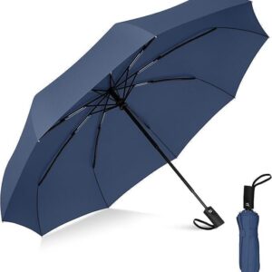 Portable Auto Travel Umbrella - Windproof for Rain, Strong for Wind, Auto Open/Close Button, Perfect Car Umbrella for Men & Women