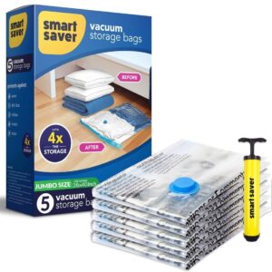 Smart Saver Vacuum Storage Compression Zip lock Bags 5 Pack Jumbo