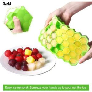 Flexible Silicone Honeycomb 37 Cavity Ice Cube Tray for Freezer Moulds Small Cubes