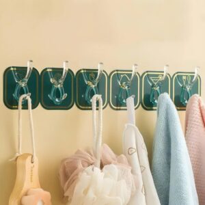 6 in 1 Self Adhesive Heavy Duty Colourful Wall Hooks, No Drill Sticky Hooks for Kitchen Bathroom Bedroom