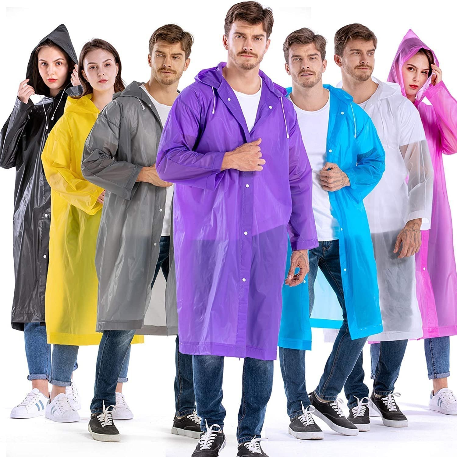 EVA Waterproof Unisex Rain Coat Hooded Full Sleeves Outdoor Men, Women, Boys & Girls