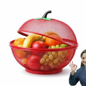 Fruit Basket for Kitchen Apple Shape with Net Cover