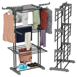 Metal Clothes Drying Stand Foldable with Wheels