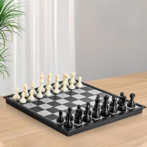 Magnetic Chessboard Game Set with Folding Travel Friendly Portable Storage Case Chess Board