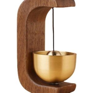 Premium Wooden Brass Bell Chime, Decorative Door Bell with Stand, Handmade Musical Centrepiece
