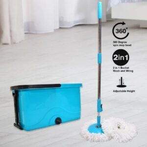 QUICK SPIN MOP PLASTIC SPIN, BUCKET FLOOR CLEANING, EASY WHEELS & BIG BUCKET