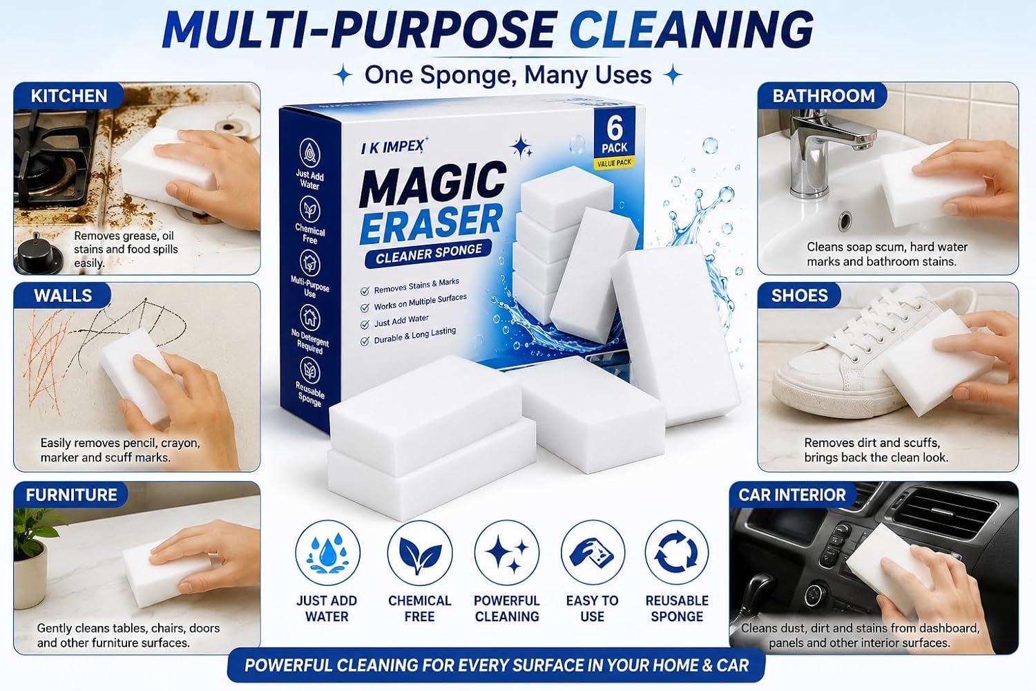 Magic Eraser Cleaning Sponge PACK OF 3